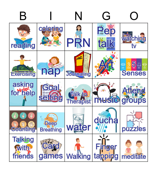 Coping Skills Bingo Card