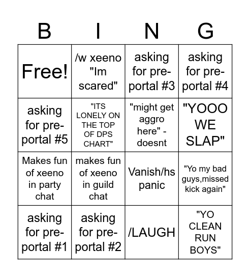 Playing with grompy Bingo Card