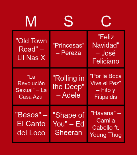 Navidad 2024 Bingo Card