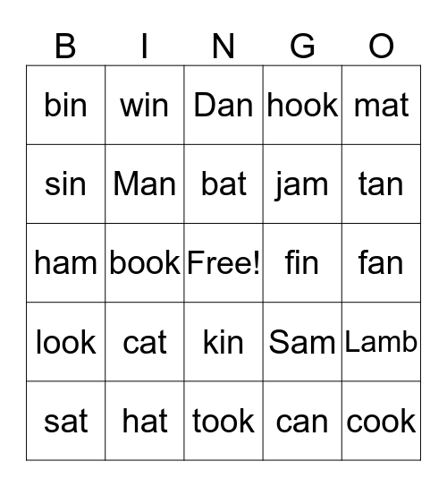 Rhyming Bingo Card