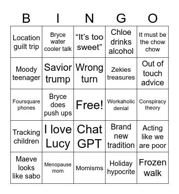 Christmas 2024 Bingo Card