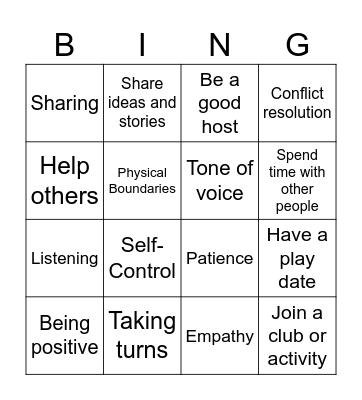 Making Friends Bingo Card