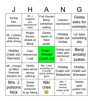 Jhango Xmas Bingo Card