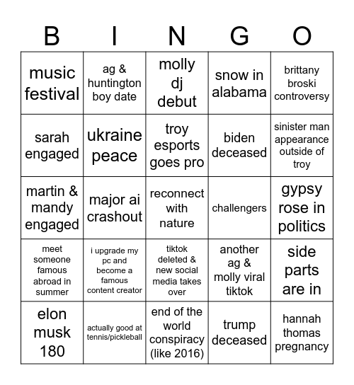 2025 bingo Card