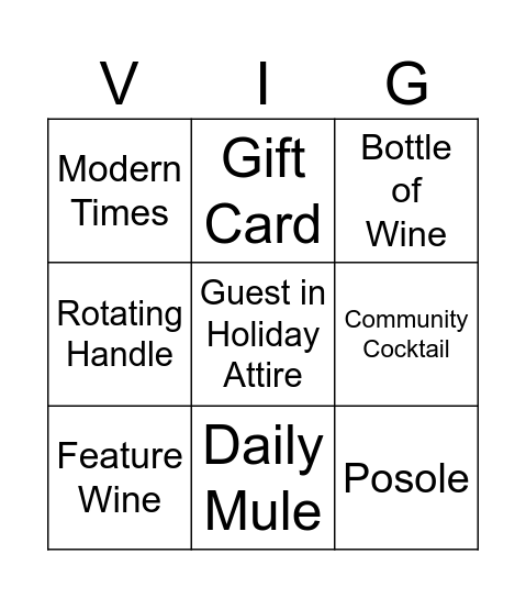 Brunch Vig Bingo Card