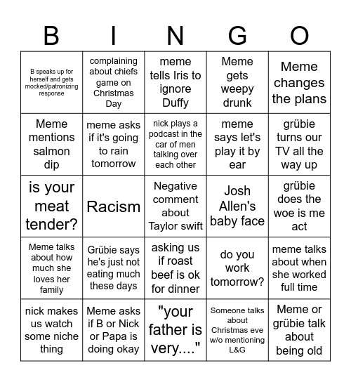 HOLCOMBE BRICKNER CHRISTMAS Bingo Card