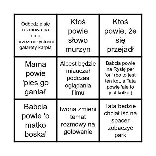 Wigilia 2024 bingo!!!!! Bingo Card