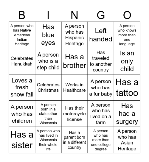 OR Diversity BINGO Card