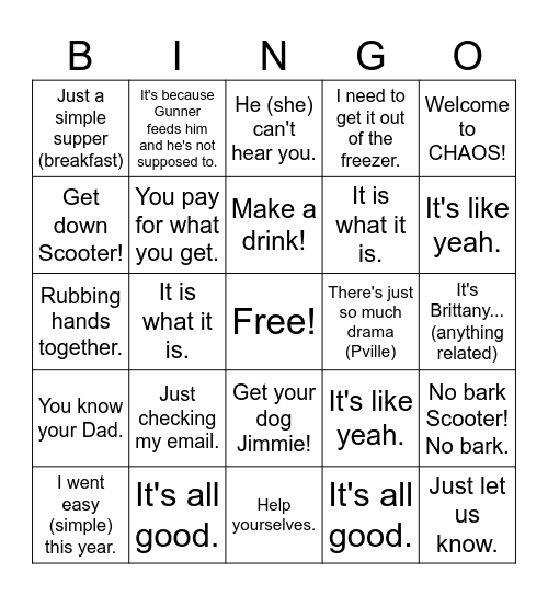 Christmas Joy Bingo Card