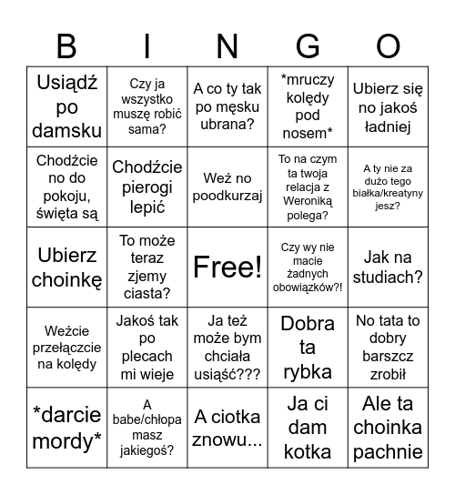 Twoja stara święta edition Bingo Card