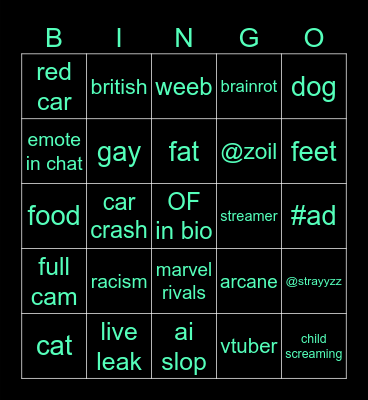 reels Bingo Card