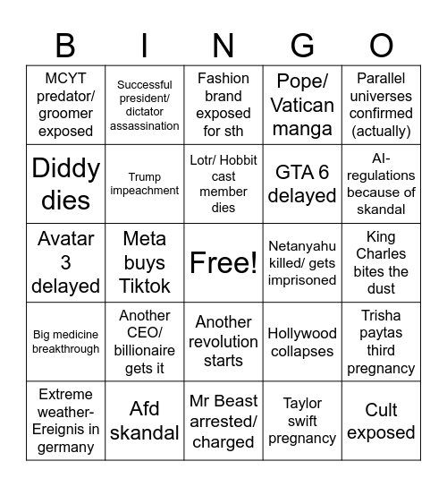 IPS Bingo 2025 Bingo Card