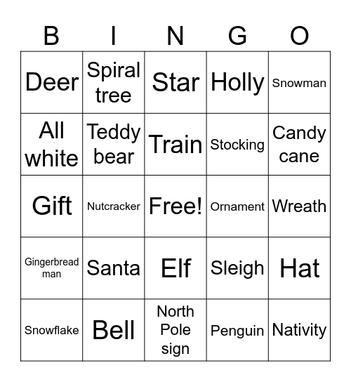 Christmas Lights Bingo Card