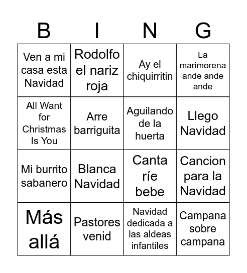 Bingo Navidad Bingo Card