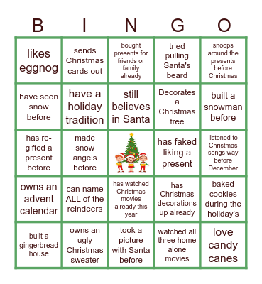 Virtual Holiday Bingo Card
