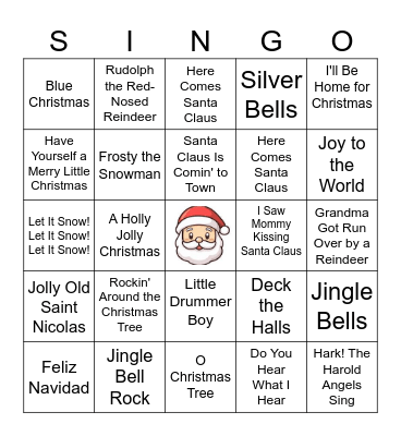 Christmas Song Bingo Card