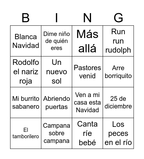 Bingo Navidad Bingo Card