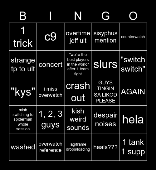 marvel rivals compe Bingo Card