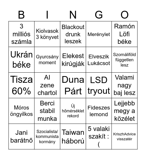 2025 B.I.N.G.O. Bingo Card