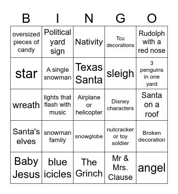 Christmas Light Bingo Card