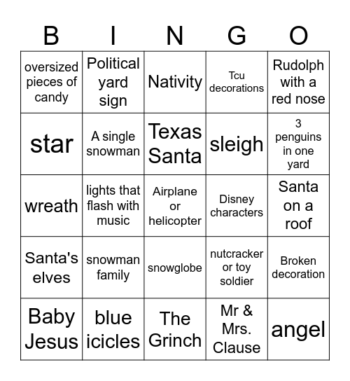 Christmas Light Bingo Card