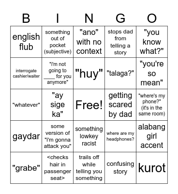 momerisms Bingo Card