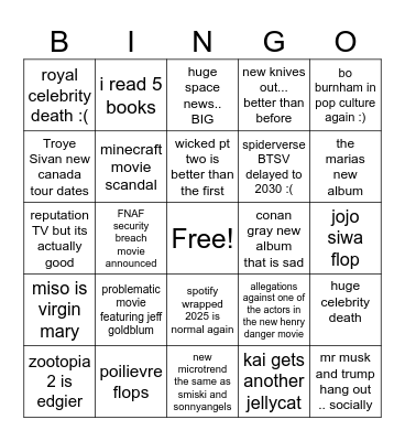 Kai-go card 2025 Bingo Card