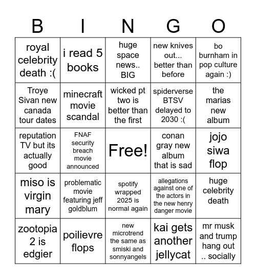 Kai-go card 2025 Bingo Card