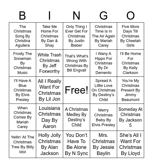 Christmas Bingo #1 Bingo Card