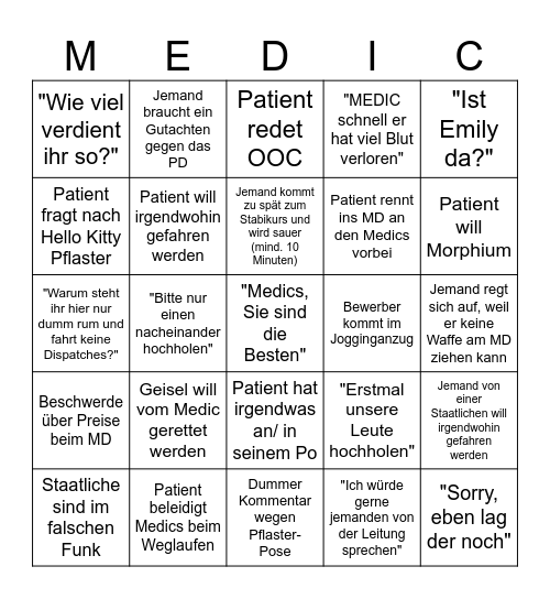 LSMD Bingo 2.0 Bingo Card