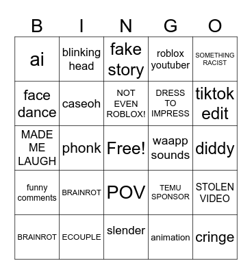roblox bingo Card