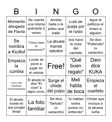Family Christmas Bingo Card