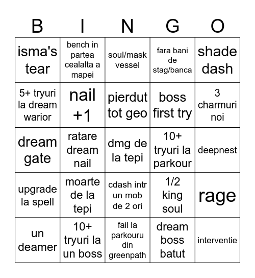 razerr e slab la joc Bingo Card