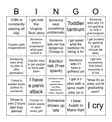 Family Christmas Bingo Card