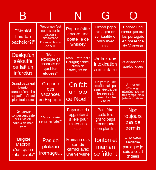 Bingo de Noël 2024 Bingo Card