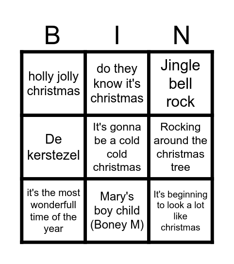 Christmas bingo Baveld 2024 Bingo Card