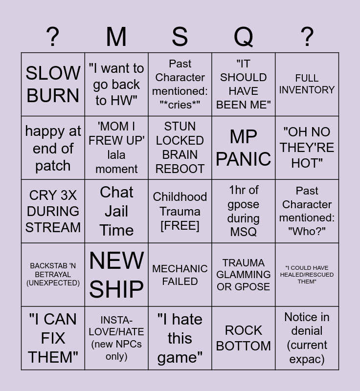 Notice's Happpybringers Bingo Card