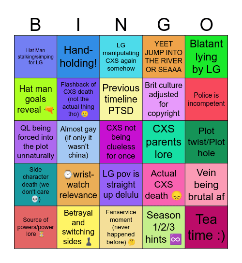 Yingdu / Bridon arc BINGO Card