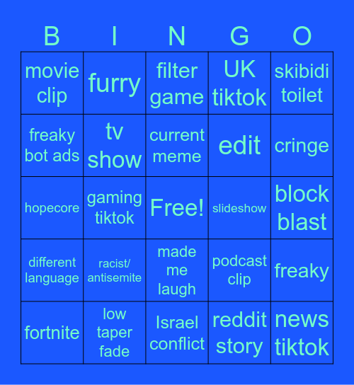 tiktok bingo Card