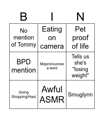 Mop Legs Bingo Card