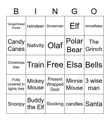 Christmas Lights Bingo Card