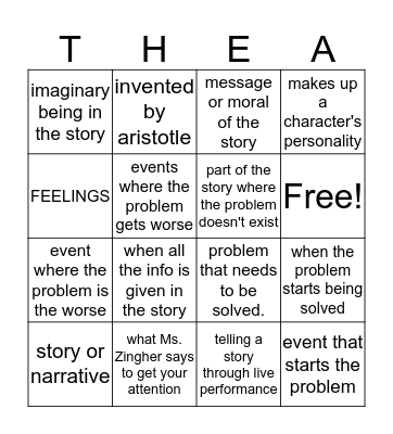 Elements of Drama 1-5 Bingo Card