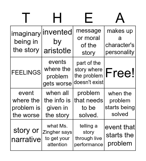 Elements of Drama 1-5 Bingo Card