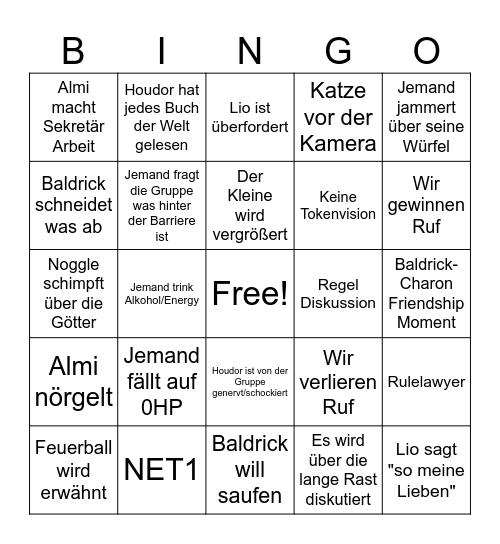 Harundel Bingo Card