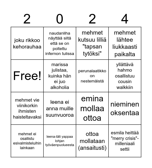 JOULUBINGO 2024 Bingo Card