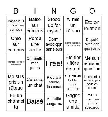 Susgarou 2024 Bingo Card