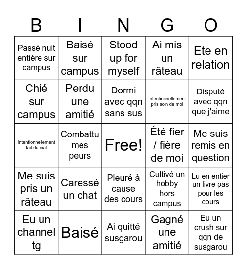 Susgarou 2024 Bingo Card
