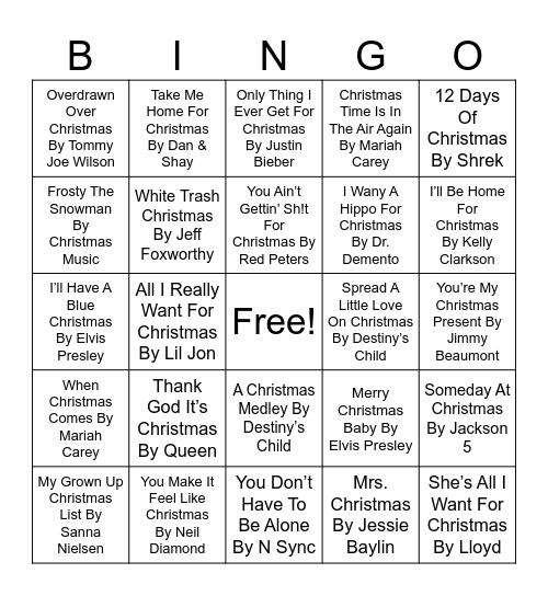 Christmas Bingo #1 Bingo Card