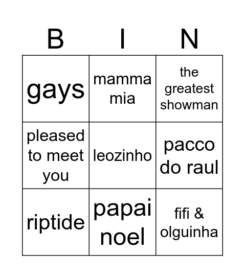 Natal 2024 Bingo Card