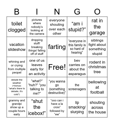 Christmas Bingo Card